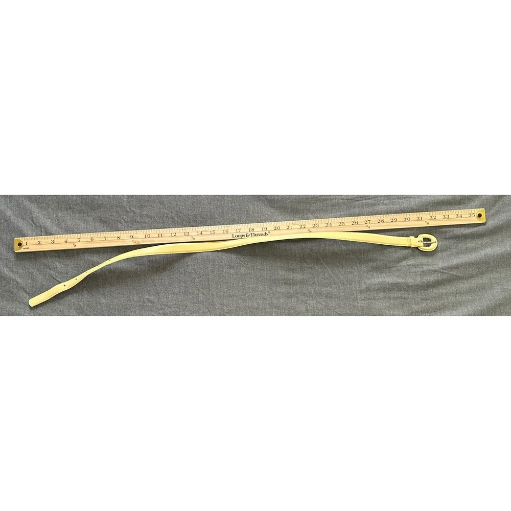 FOB Trading Women Pastel Yellow Skinny Leather Belt Wrapped Buckle Size Small